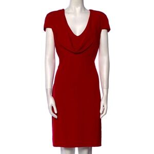 ✨ Alexander McQueen Deep Red 100% Silk Cowl Neck Dress US12 IT48 $2,750 Retail ✨